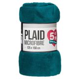 Plaid microfibre polyester bleu canard 125x150cm