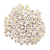 Sachet de perles acrylique rondes lettres blanches et dorées