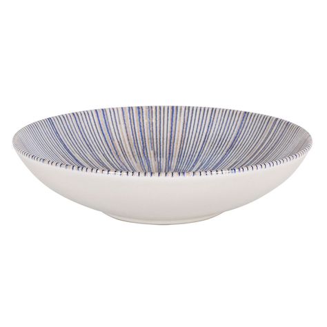 Assiette creuse ronde céramique IRYS blanc et bleu D 21cm