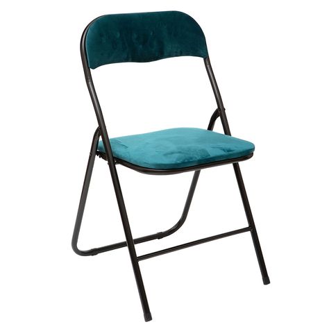 Chaise pliante velours bleu 44x45x79cm