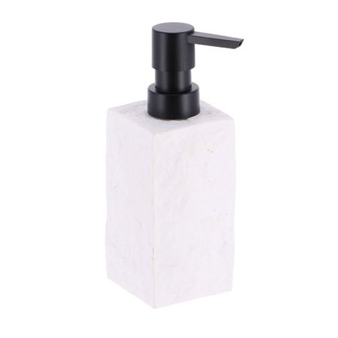 Distributeur de savon polyrésine pierre blanche 6x18x6cm