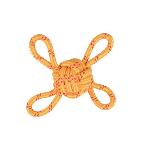 Jouet pour chien corde nœud orange D 11cm