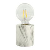 Lampe à poser cylindrique ciment effet marbre blanc H 18cm