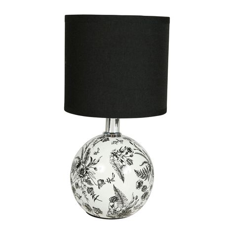 Lampe de chevet boule ANGELIQUE céramique noire H 24cm