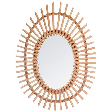 Miroir rotin soleil ellipse naturel 43x58cm