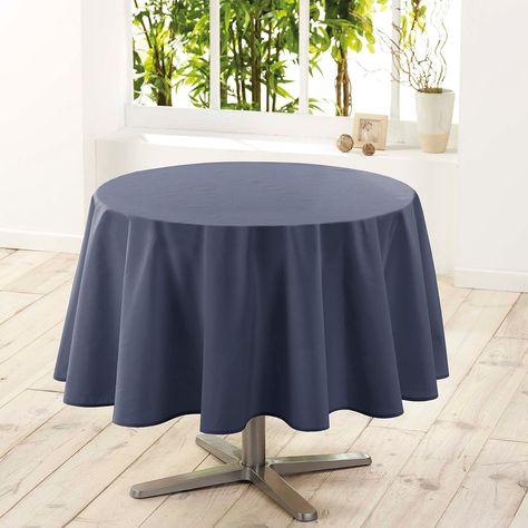 Nappe de table ronde en polyester uni béton 180cm
