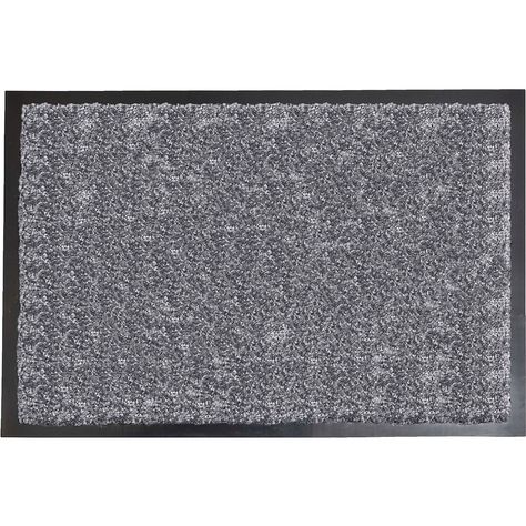 Tapis d'entrée BAPTISTE bleu gris bordures en caoutchouc 40x60cm