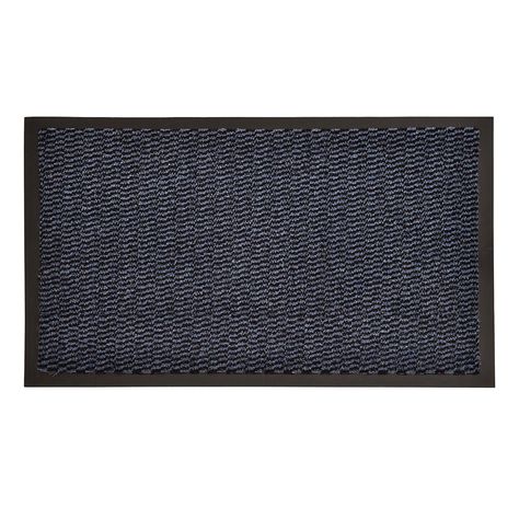 Tapis d'entrée PVC bleu foncé contour noir 80x120cm