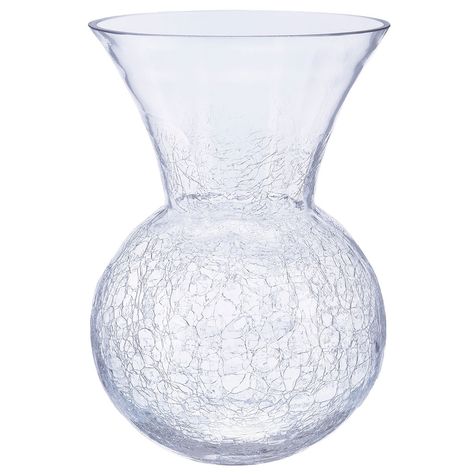 Vase boule évasé verre craquelé H 28cm
