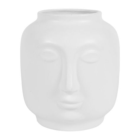 Vase céramique visage blanc H 17cm