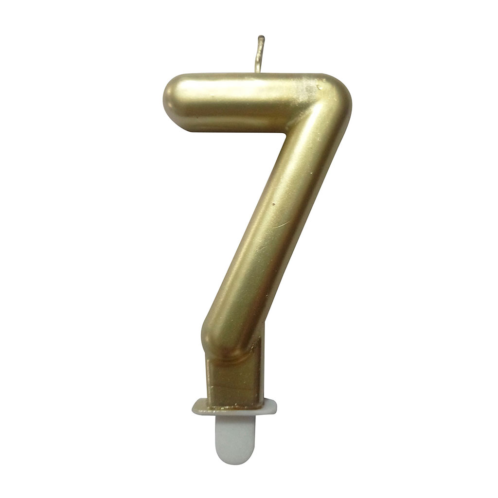 Bougie anniversaire chiffre 7 doré H 7.5cm