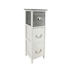 Meuble de rangement salle de bain 3 tiroirs blanc gris 25x77x25cm