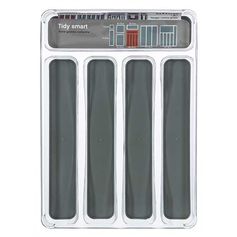 Range-couverts plastique 5 compartiments gris 33x23x4.5cm