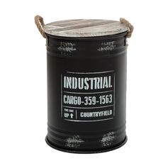 Coffre bidon noir H 43cm