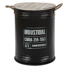 Coffre bidon noir H 48cm