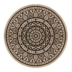 Set de table rond jute rosace noire D 38cm