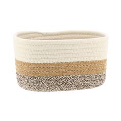 Panier de rangement ovale coton naturel tricolore 19x10x11cm