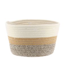 Panier de rangement ovale coton naturel tricolore 25x16x25cm