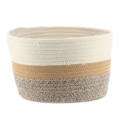 Panier de rangement ovale coton naturel tricolore 28x18x28cm