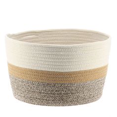 Panier de rangement ovale coton naturel tricolore 32x20x32cm