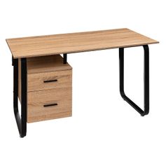 Bureau avec caisson noir et beige 120x76x60cm