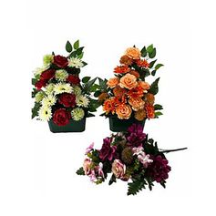 Jardinière de gerberas roses et alliums 18 têtes polyester 30x50cm