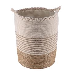 Panier à linge naturel et beige H 45cm