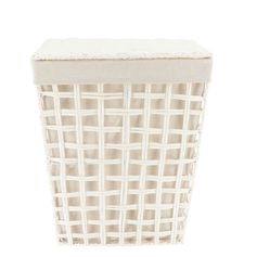 Panier à linge tressé avec couvercle naturel blanc 38x48x26cm