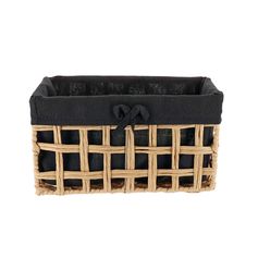 Panier rectangulaire tressé végétal noir 30x16x15cm