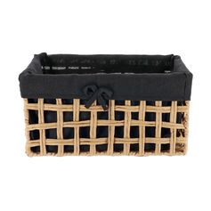 Panier rectangulaire tressé végétal noir 35x18x20cm