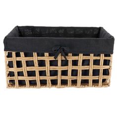 Panier rectangulaire tressé végétal noir 40x19x23cm