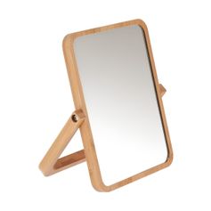 Miroir de salle de bain inclinable à poser bambou 15x20x1.5cm