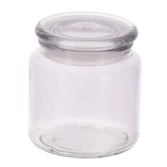 Pot à coton rond verre gris clair 10x11cm