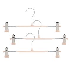 Lot de 3 cintres à pinces métal argent 33x10cm