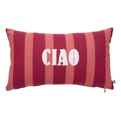 Coussin côtelé rectangulaire brodé CIAO grenat 30x50cm