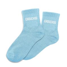 Chaussettes paillettes chouchou bleu et blanc 36-42