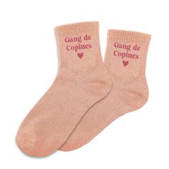 Chaussettes paillettes gang de copines beige et rose 36-42