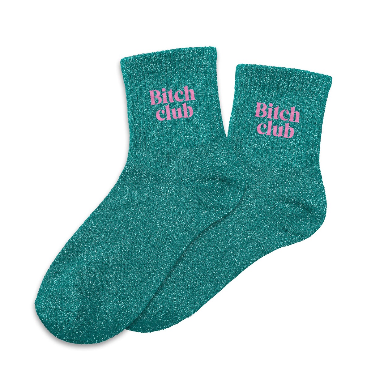 Chaussettes paillettes bitch vert et rose 36-42