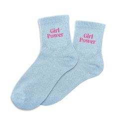 Chaussettes paillettes girl power bleu et rose 36-42
