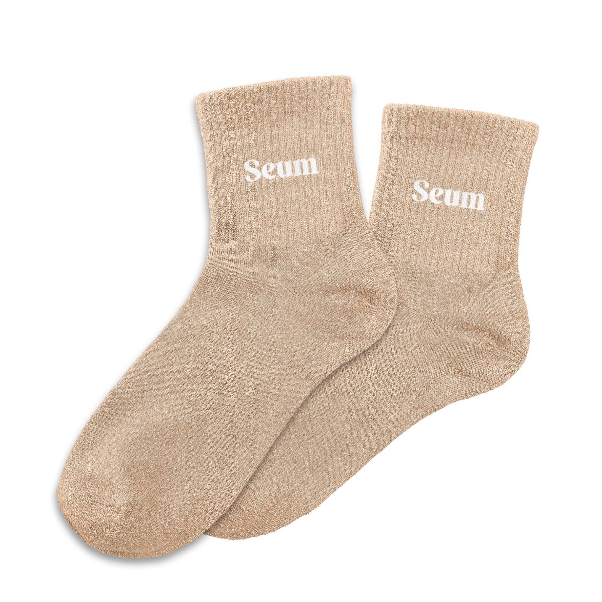 Chaussettes paillettes seum beige et blanc 36-42