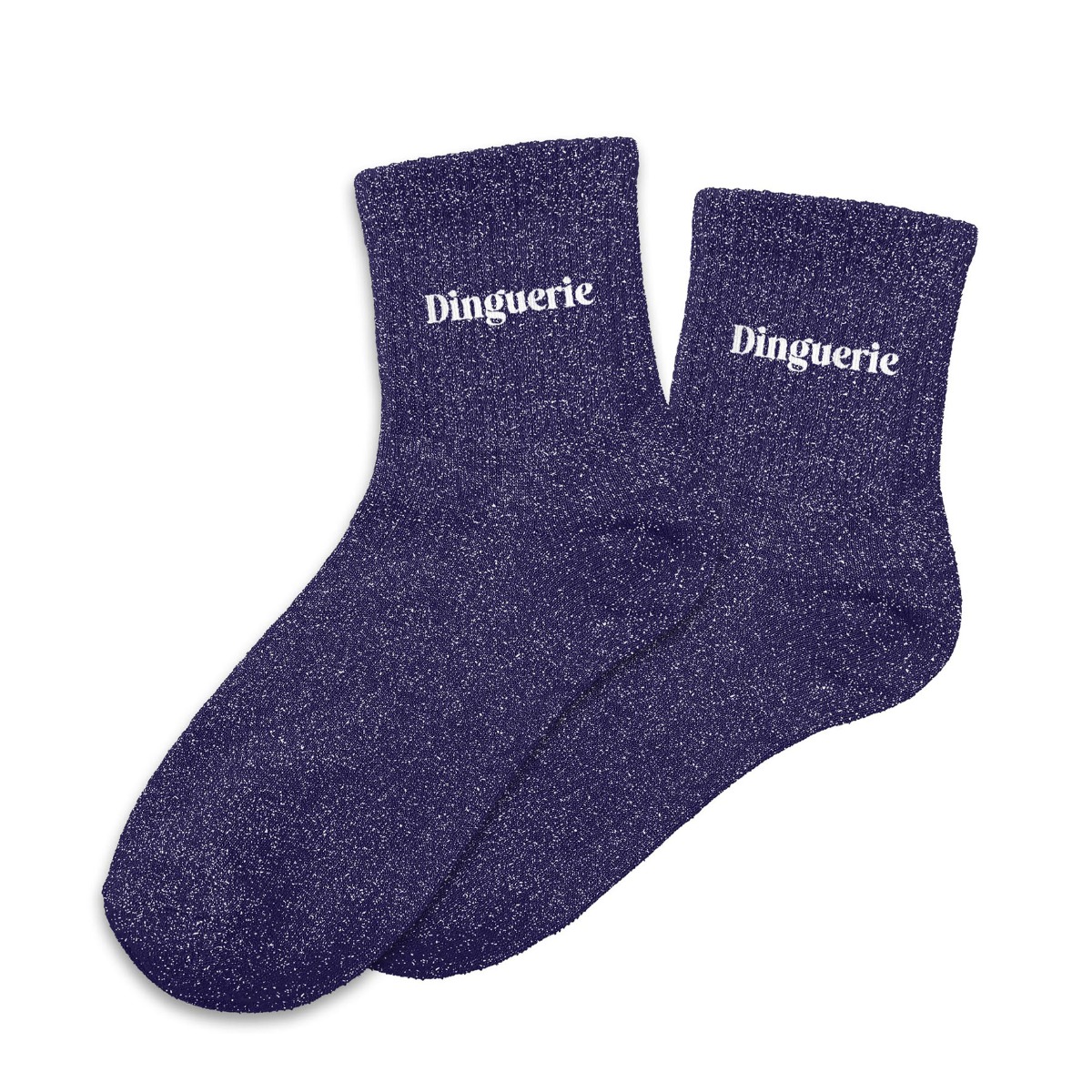 Chaussettes paillettes dinguerie bleu marine et blanc 36-42