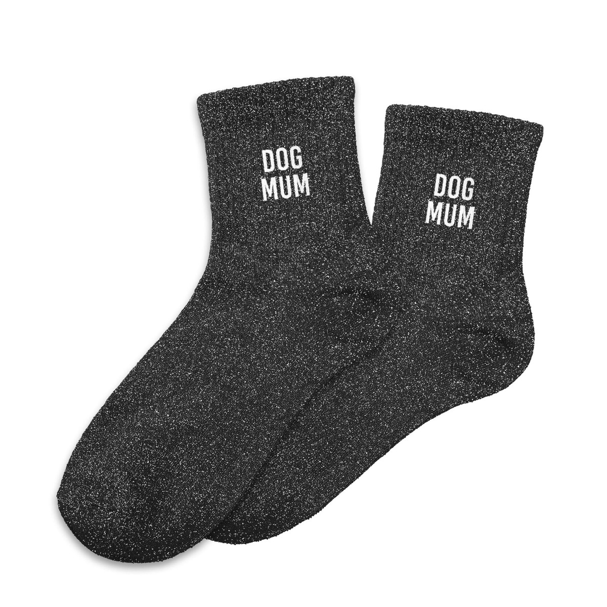 Chaussettes paillettes dog mum noir et blanc 36-42