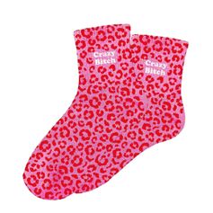 Chaussettes paillettes crazy bitch léopard rose rouge 36-42