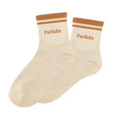 Chaussettes paillettes rayées parfaite beige et marron 36-42