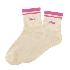 Chaussettes paillettes rayées diva beige et rose 36-42