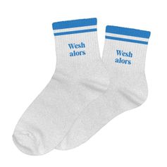 Chaussettes paillettes rayées wesh alors blanc et bleu 36-42