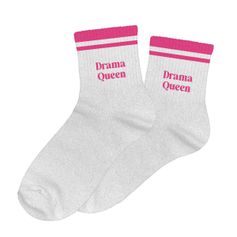 Chaussettes paillettes rayées drama queen blanc et rose 36-42