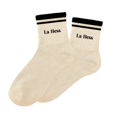 Chaussettes paillettes rayées la hess beige et noir 36-42