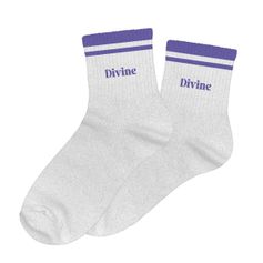 Chaussettes paillettes rayées divine blanc et violet 36-42