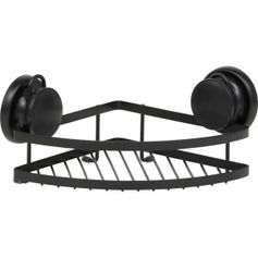 Etagère d'angle de douche à ventouses noir 20x12.5x20cm